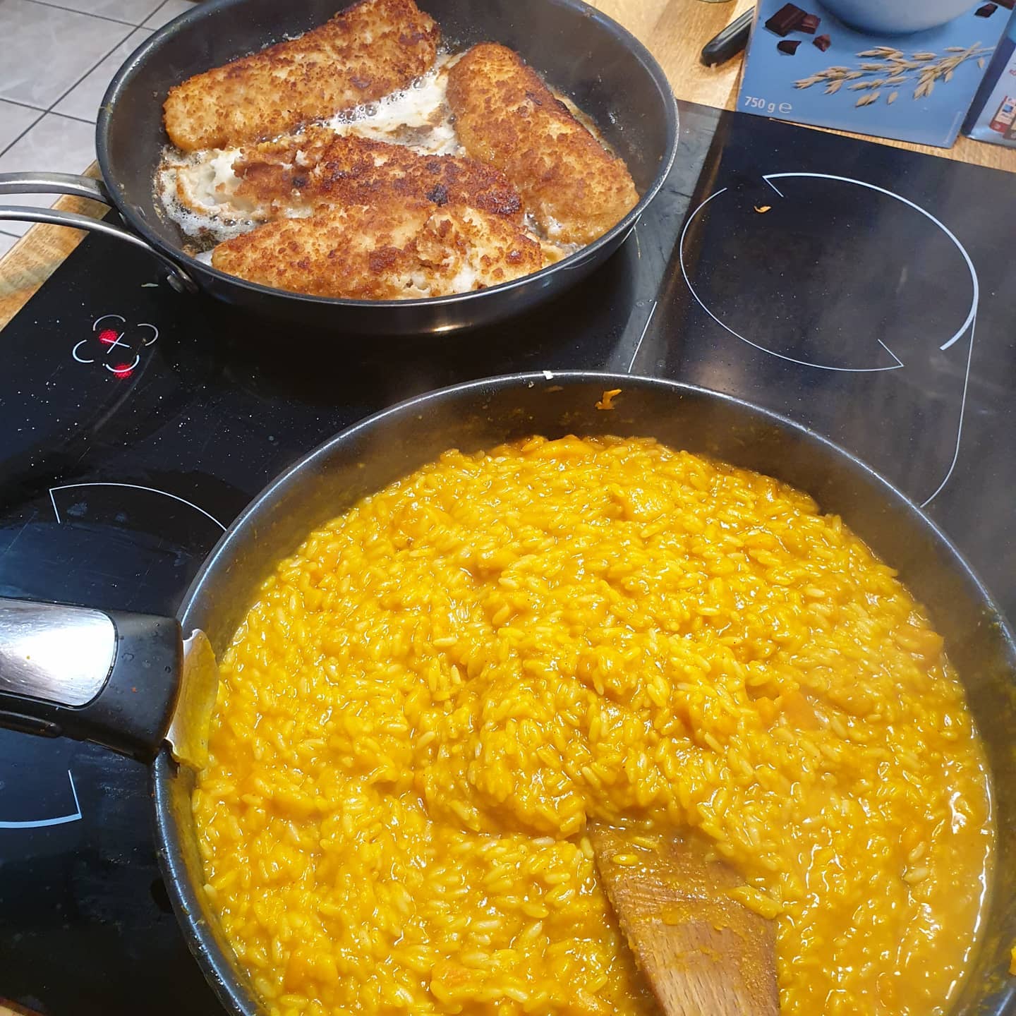#Reiscurry mit #Süßkartoffel und #Hokaido dazu #Backfisch